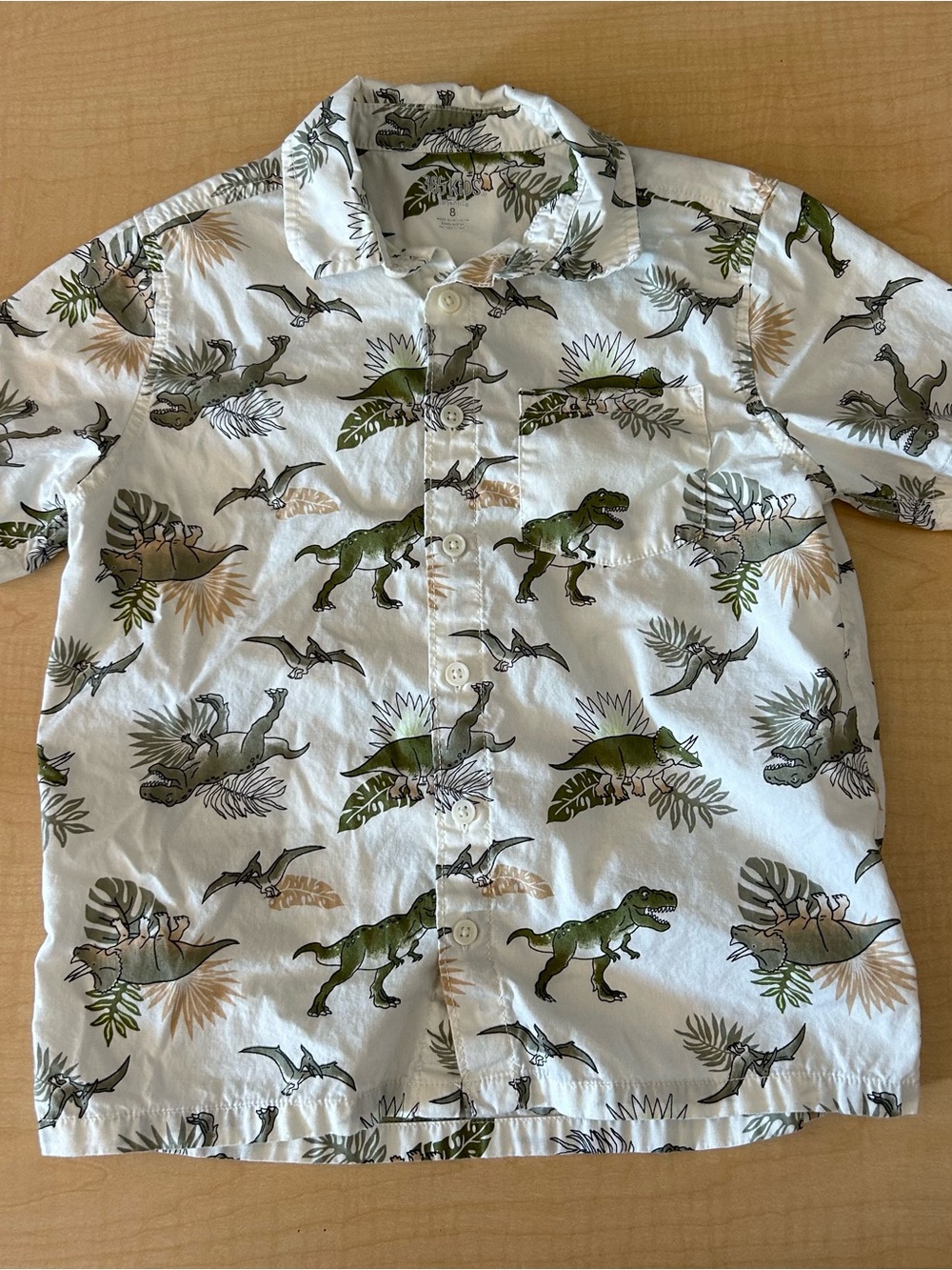 365 Kids Garanimals Boys Size 8 Dino Short Sleeve Button Down Hawaiian Shirt